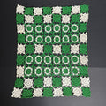 Vintage Green Ivory Crochet Table Topper Granny Square Doily 19 x 23