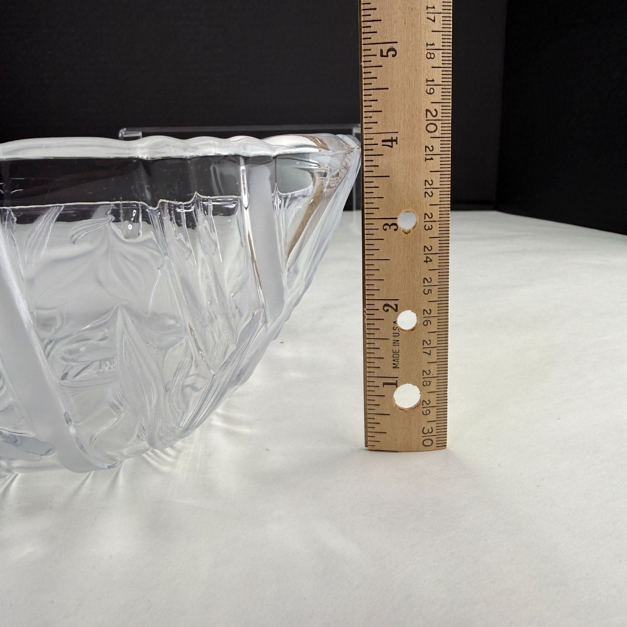 Vintage Mikasa Frosted Glass Square Bowl With Lily & Daffodil Floral Design