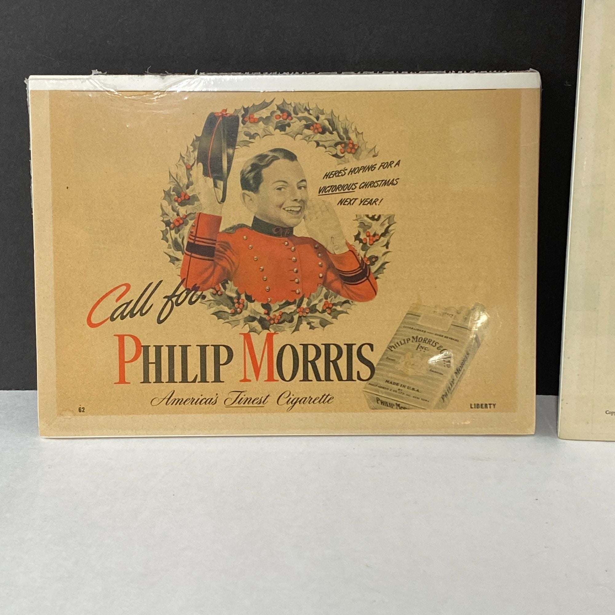 Vintage Christmas Cigarette Advertising Lot Of 2 Philip Morris & Chesterfield
