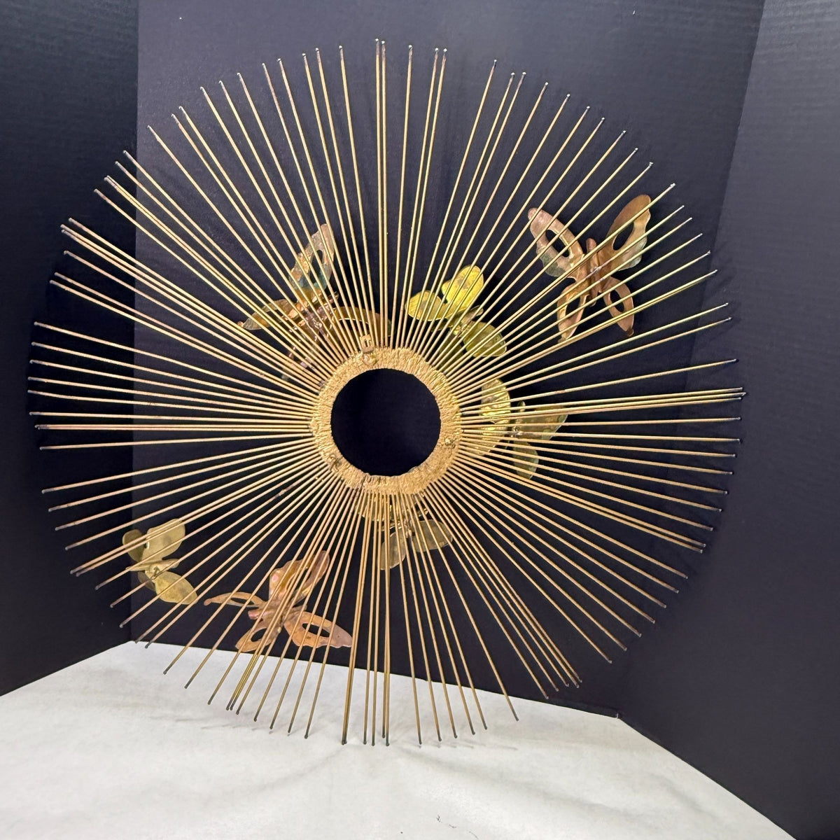 Vintage Mid Century Metal Starburst with Butterflies Wall Art