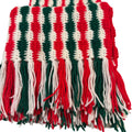 Crochet Christmas Afghan Blanket Red Green White Striped Reversible Fringe 49x68