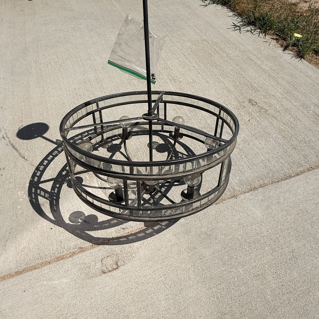 Metal and Glass Round Chandelier