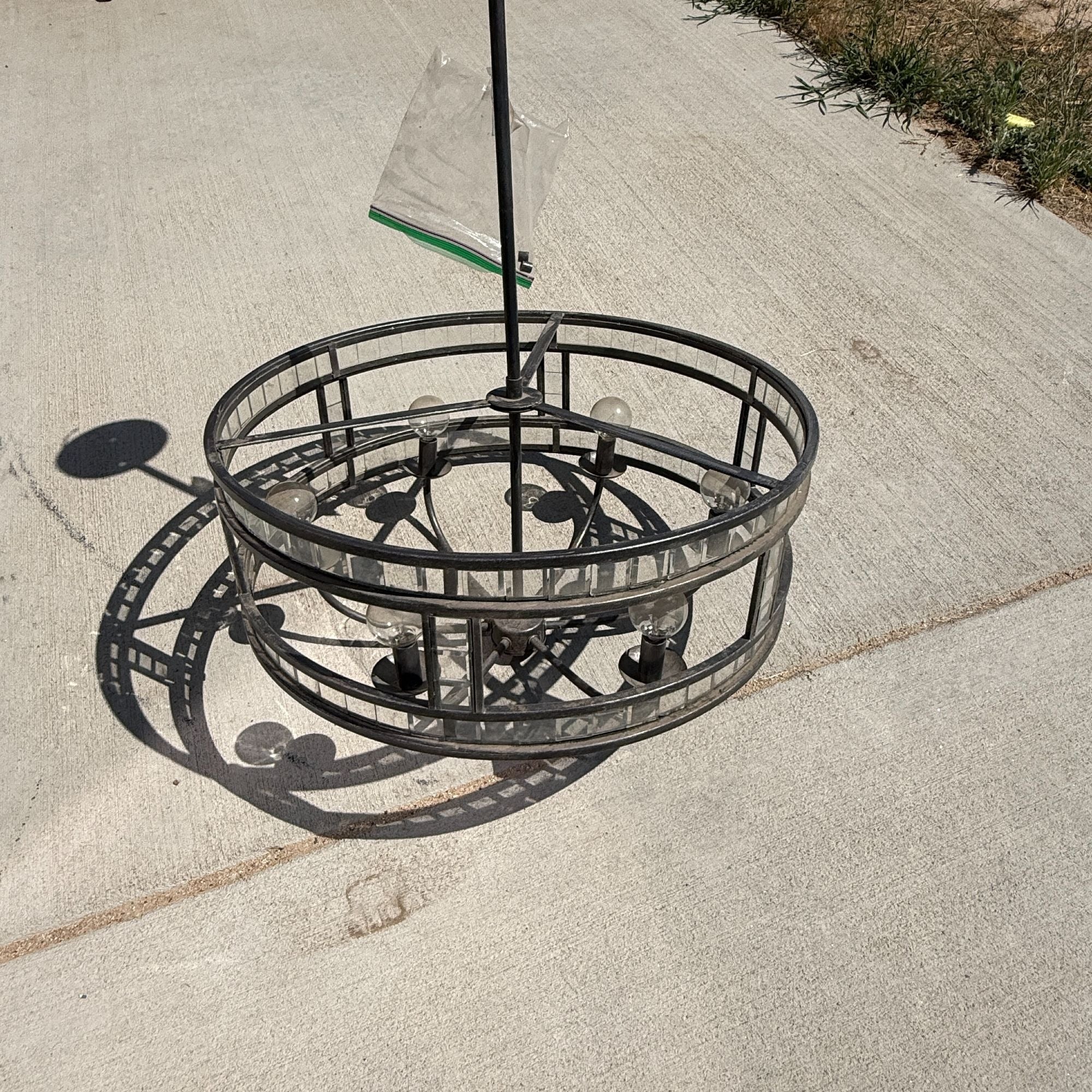 Metal and Glass Round Chandelier