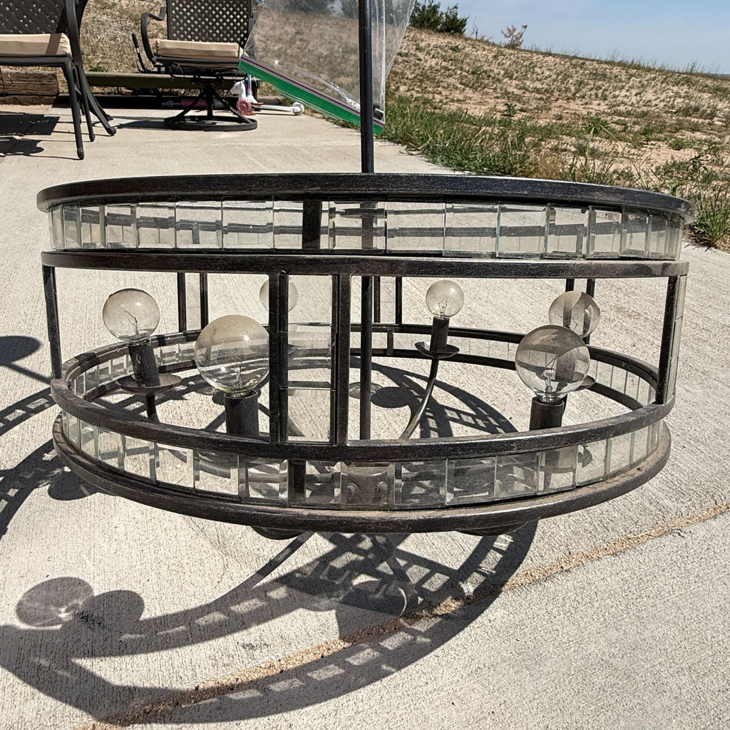 Metal and Glass Round Chandelier