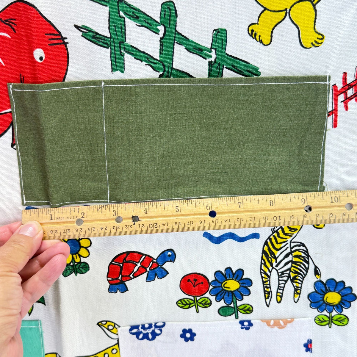 Vintage Handmade Hanging Pocket Organizer Retro Zoo Animal Print
