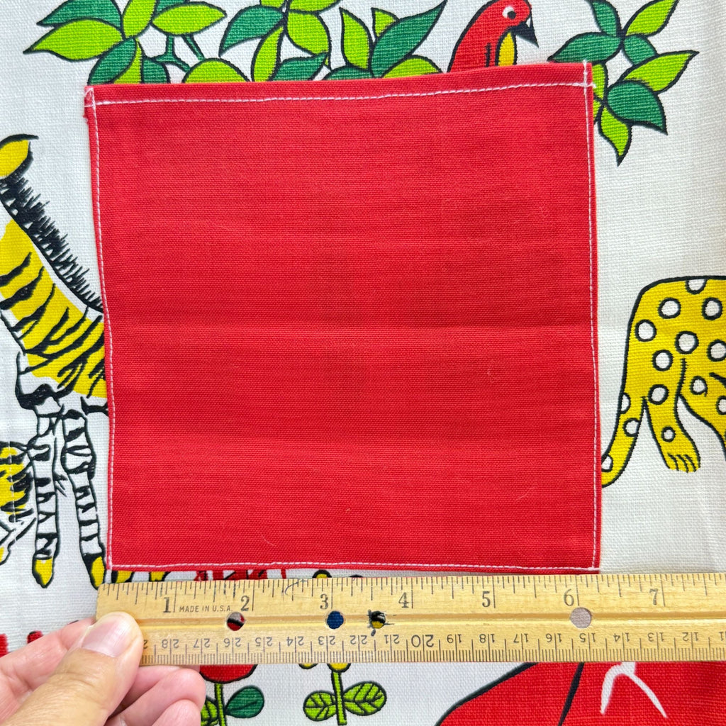 Vintage Handmade Hanging Pocket Organizer Retro Zoo Animal Print
