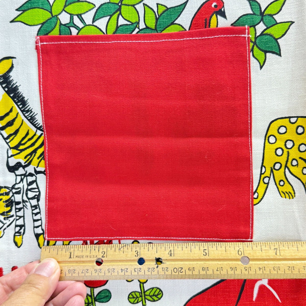 Vintage Handmade Hanging Pocket Organizer Retro Zoo Animal Print