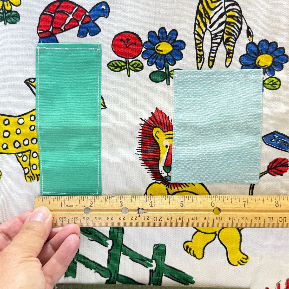 Vintage Handmade Hanging Pocket Organizer Retro Zoo Animal Print