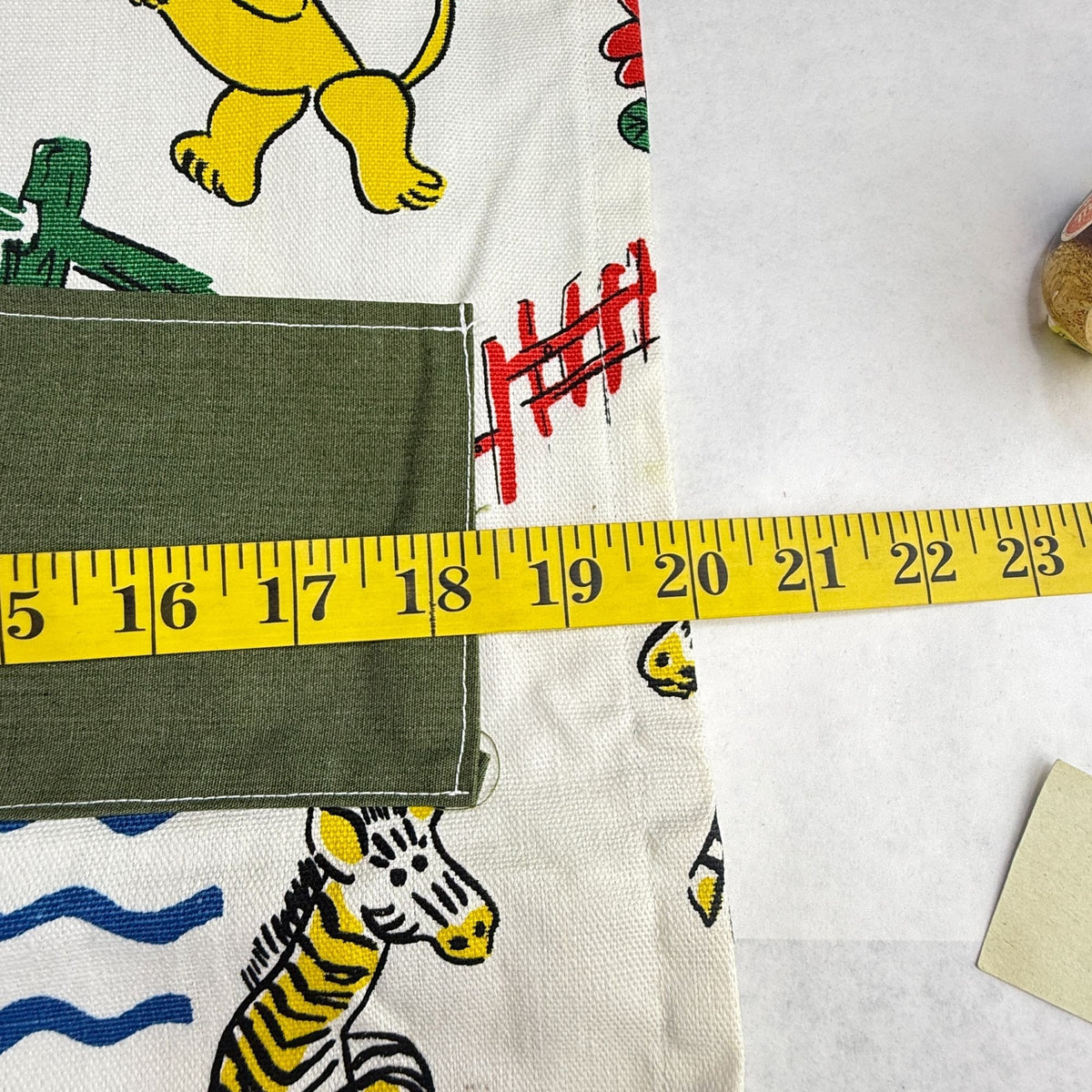 Vintage Handmade Hanging Pocket Organizer Retro Zoo Animal Print