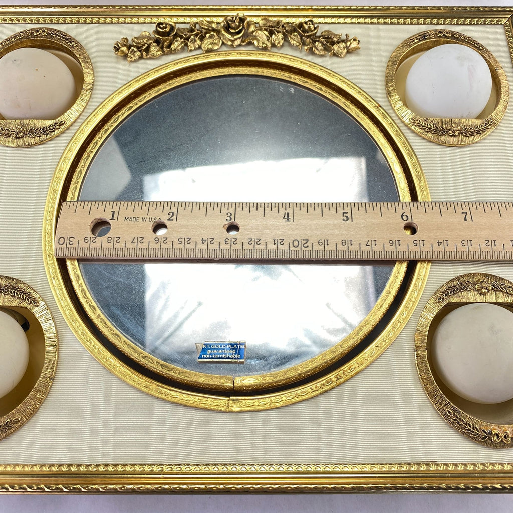 Vintage Matson Rose Lighted Makeup Mirror and Case