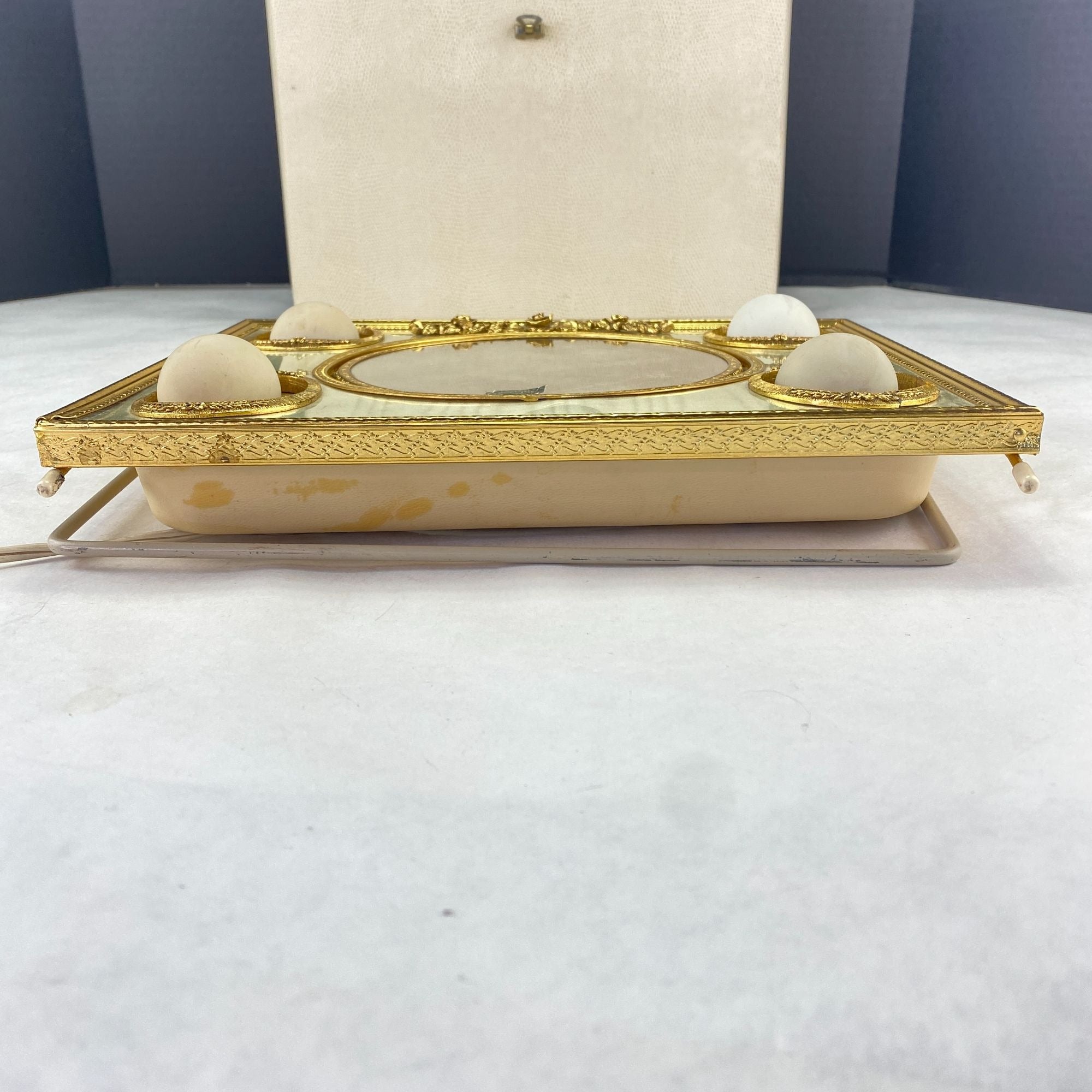 Vintage Matson Rose Lighted Makeup Mirror and Case