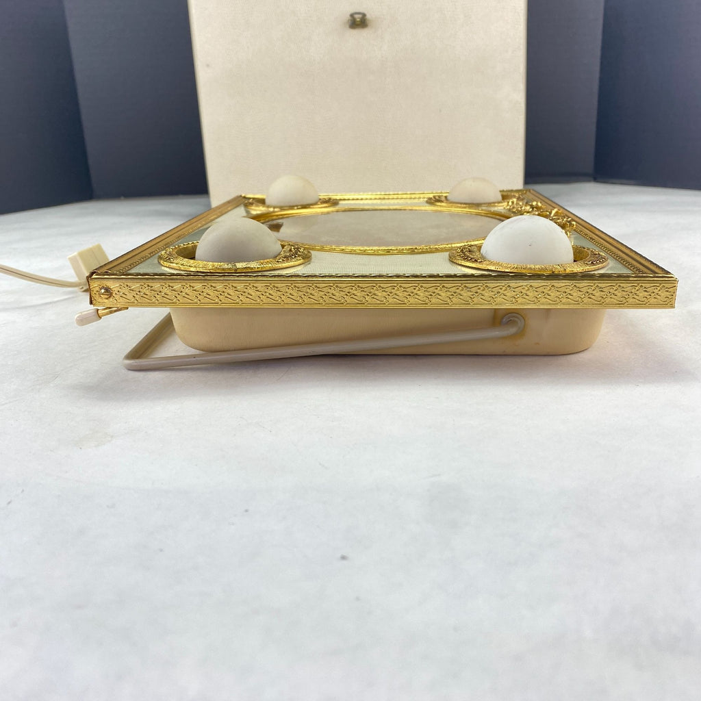 Vintage Matson Rose Lighted Makeup Mirror and Case