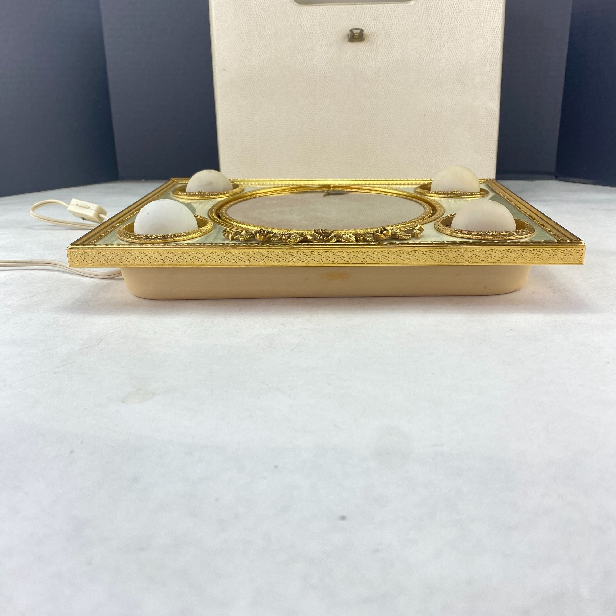 Vintage Matson Rose Lighted Makeup Mirror and Case