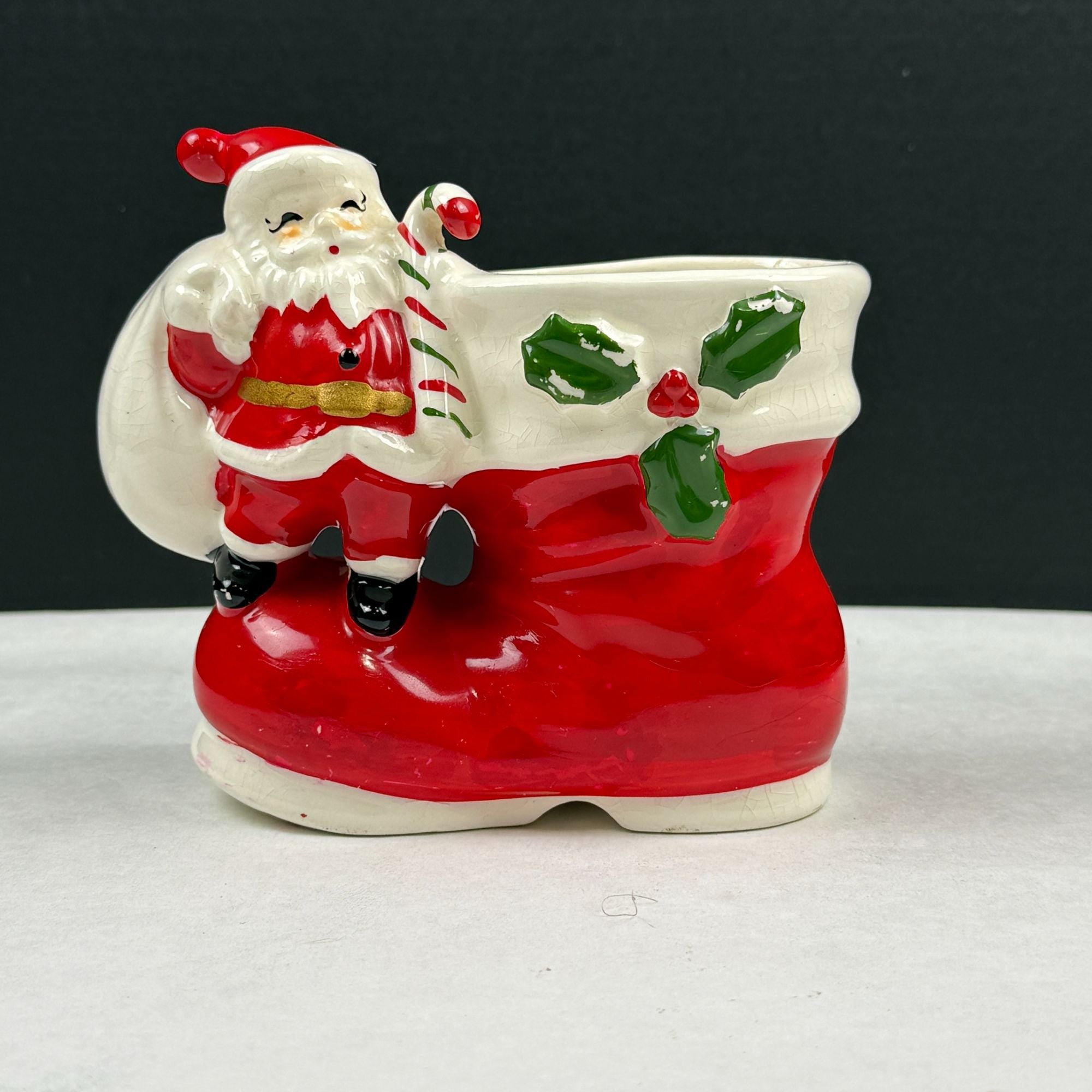 Vintage Napco Santa Boot Christmas Planter Retro Holiday Decor
