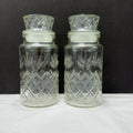 Vintage Planters Peanuts Mr Peanut Glass Apothecary Jars Diamond Fan Design Lot Of 2