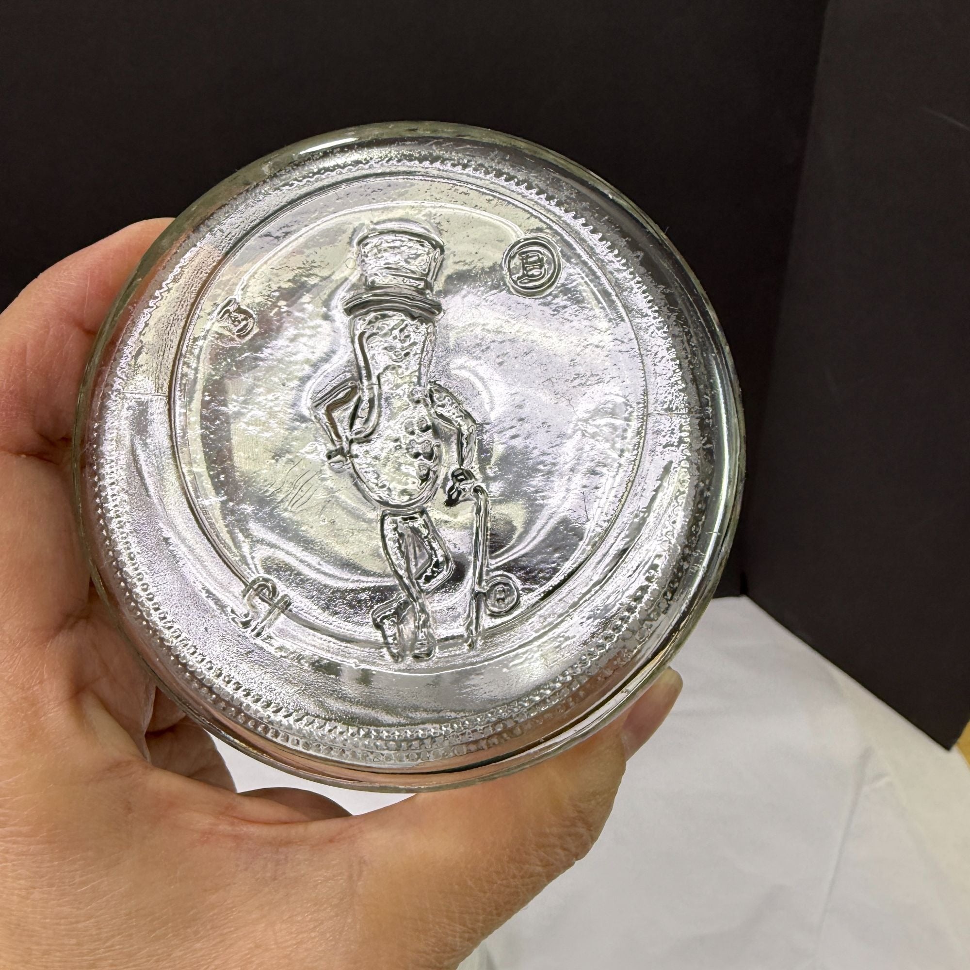 Vintage Planters Peanuts Mr Peanut Glass Apothecary Jars Diamond Fan Design Lot Of 2