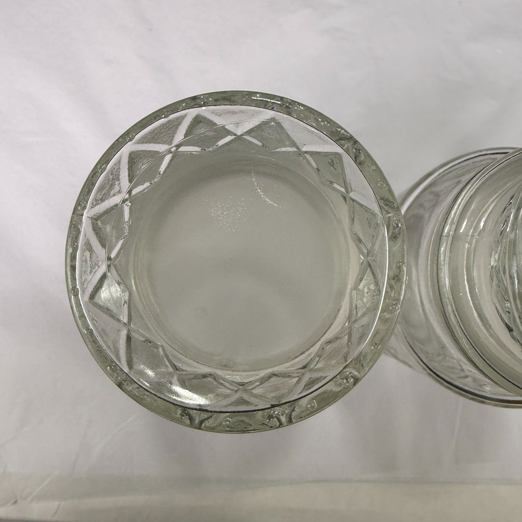 Vintage Planters Peanuts Mr Peanut Glass Apothecary Jars Diamond Fan Design Lot Of 2