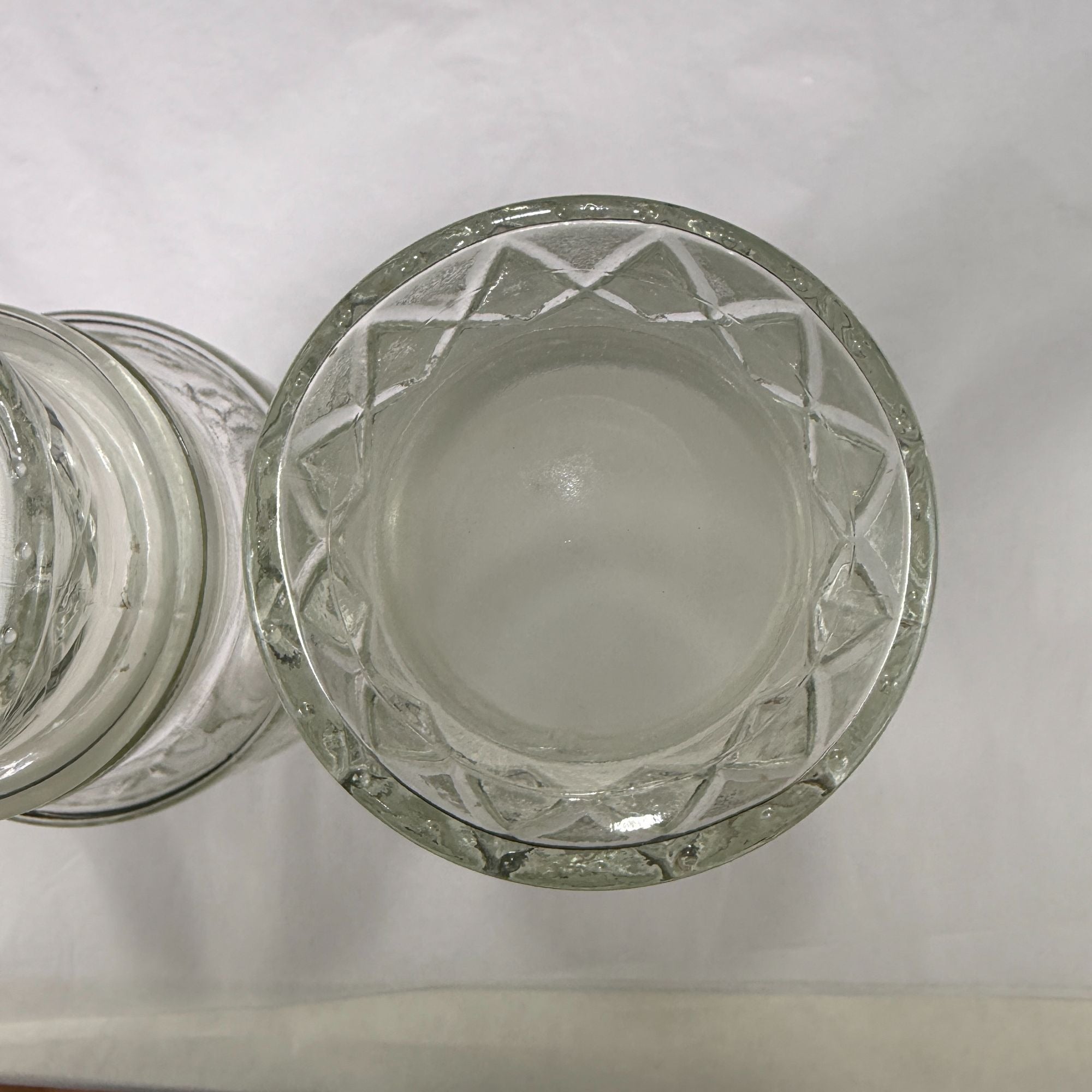 Vintage Planters Peanuts Mr Peanut Glass Apothecary Jars Diamond Fan Design Lot Of 2