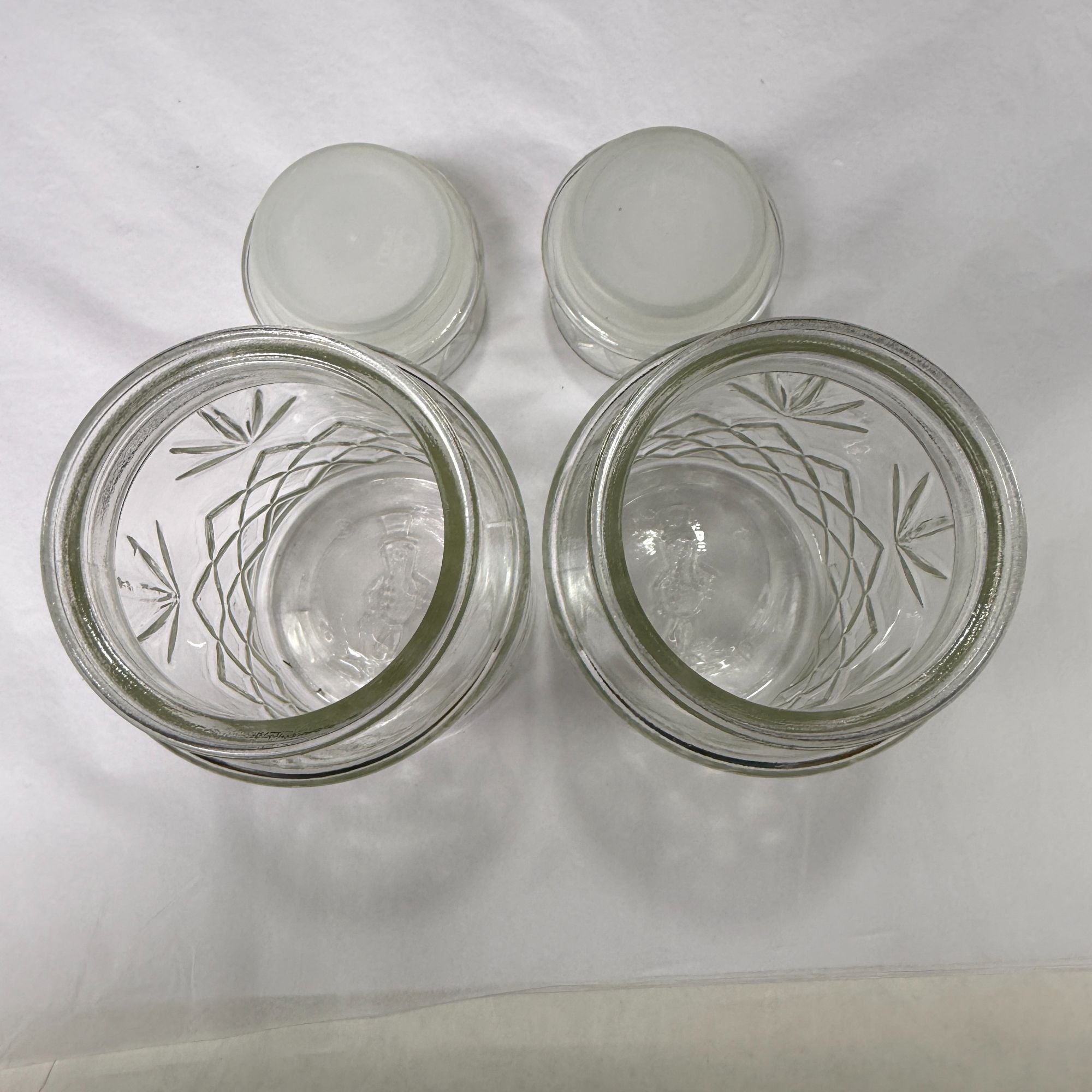 Vintage Planters Peanuts Mr Peanut Glass Apothecary Jars Diamond Fan Design Lot Of 2