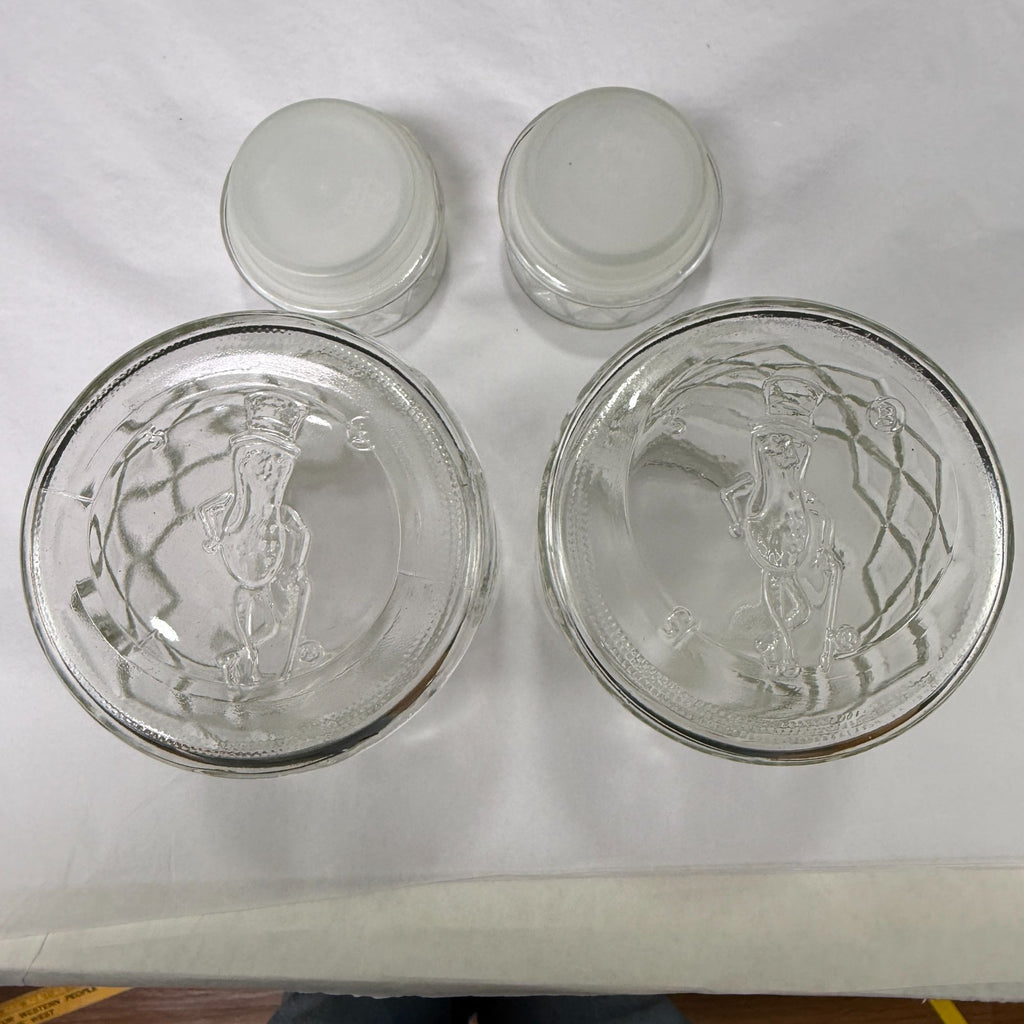 Vintage Planters Peanuts Mr Peanut Glass Apothecary Jars Diamond Fan Design Lot Of 2