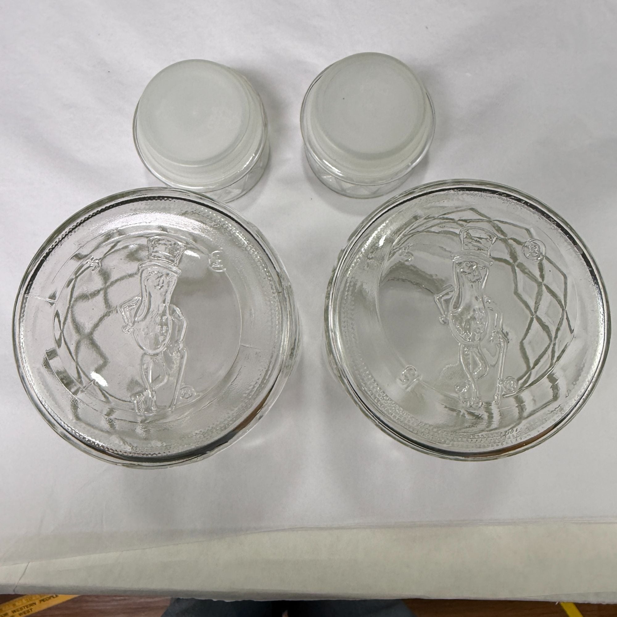 Vintage Planters Peanuts Mr Peanut Glass Apothecary Jars Diamond Fan Design Lot Of 2