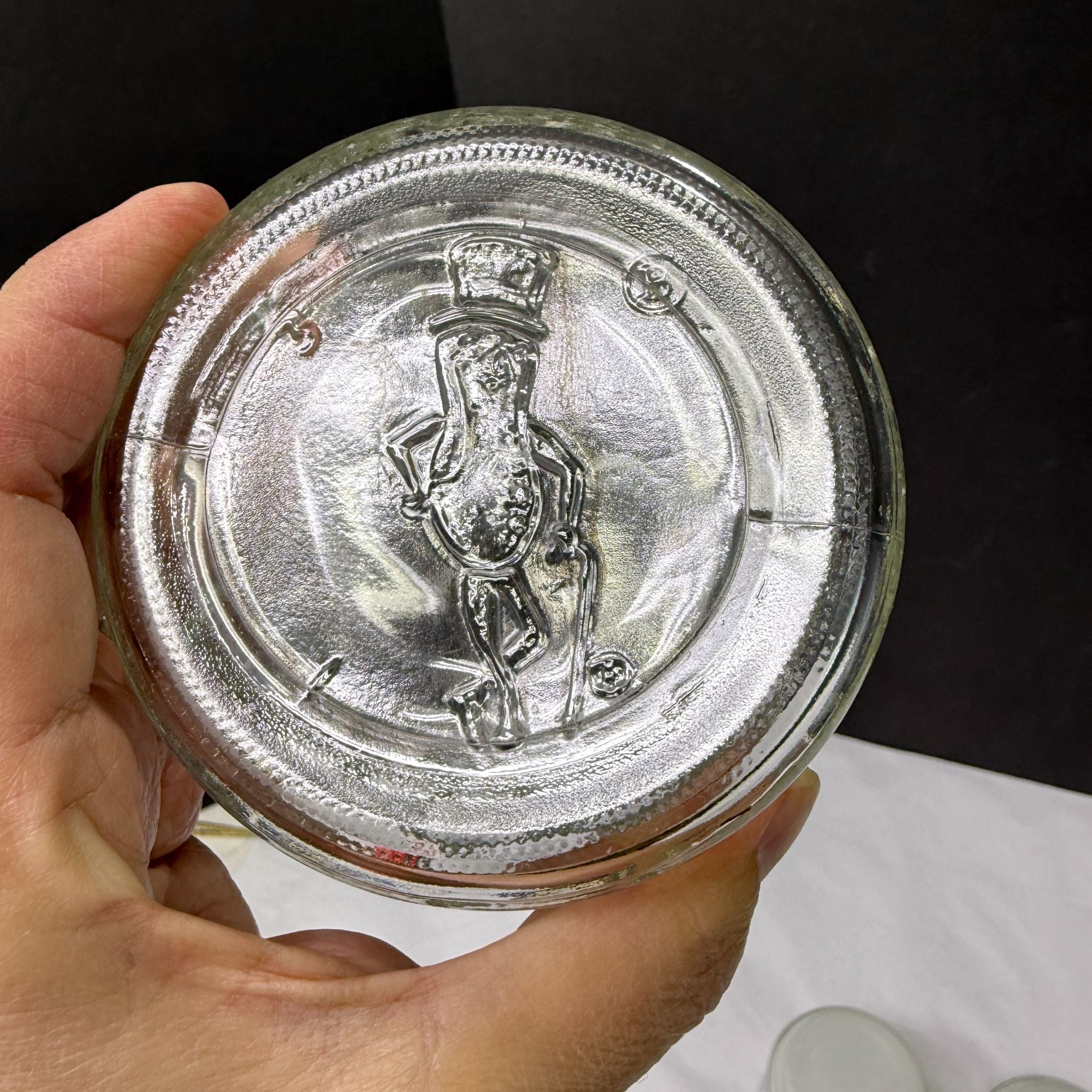 Vintage Planters Peanuts Mr Peanut Glass Apothecary Jars Diamond Fan Design Lot Of 2