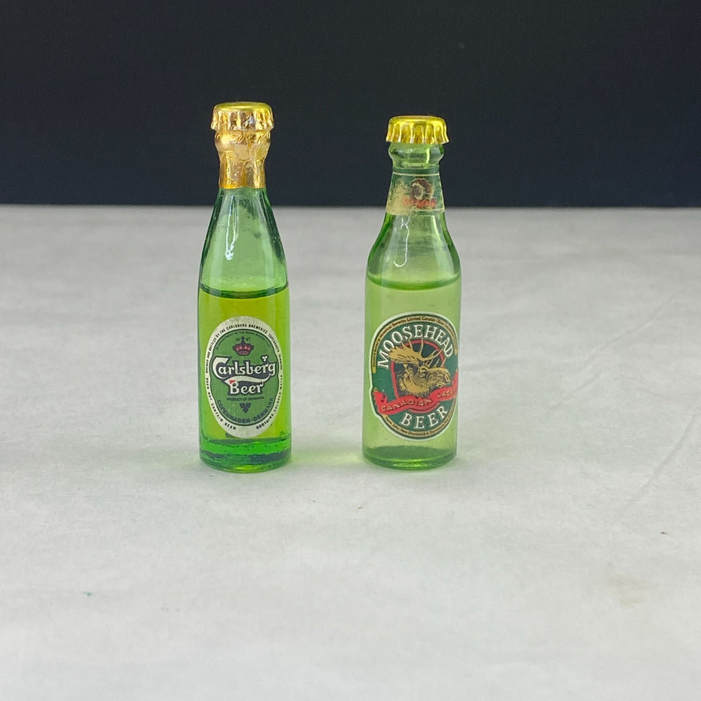 Vintage Miniature 3" Bottles Lot of 2 Carlsberg Beer and Moosehead Beer