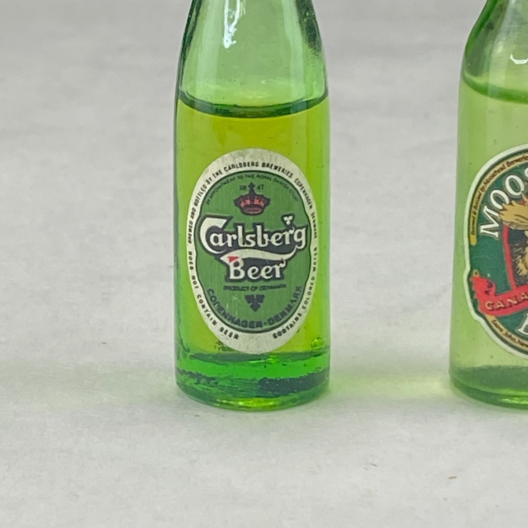 Vintage Miniature 3" Bottles Lot of 2 Carlsberg Beer and Moosehead Beer