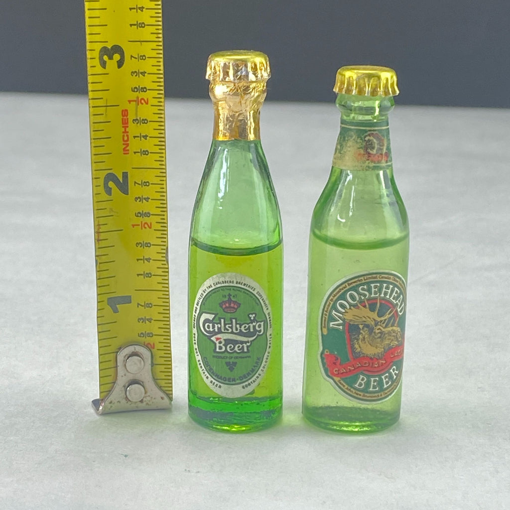 Vintage Miniature 3" Bottles Lot of 2 Carlsberg Beer and Moosehead Beer
