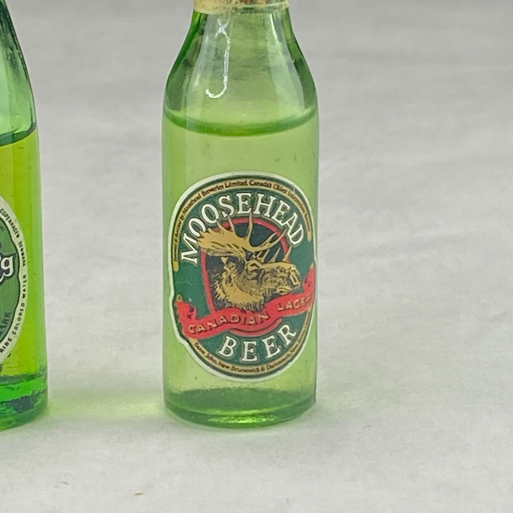 Vintage Miniature 3" Bottles Lot of 2 Carlsberg Beer and Moosehead Beer