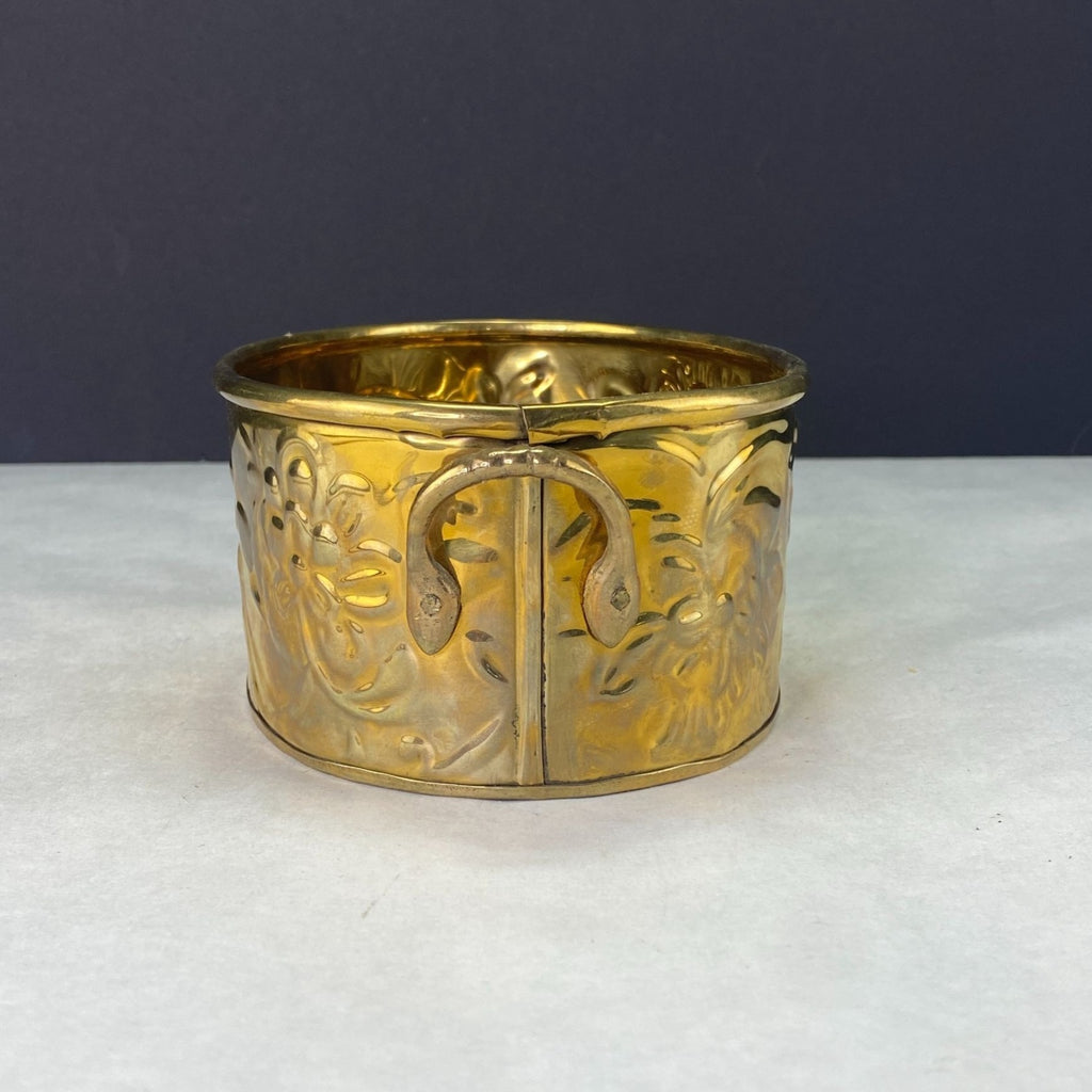 Vintage Hosley Solid Brass Handled Embossed Oval Planter
