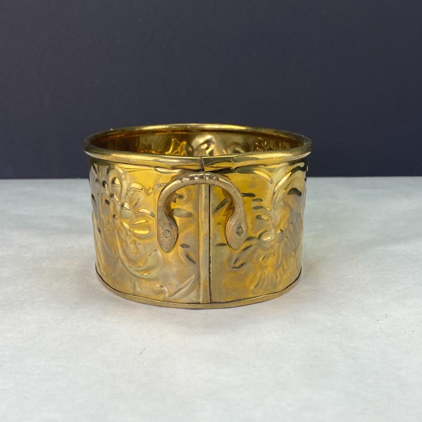 Vintage Hosley Solid Brass Handled Embossed Oval Planter