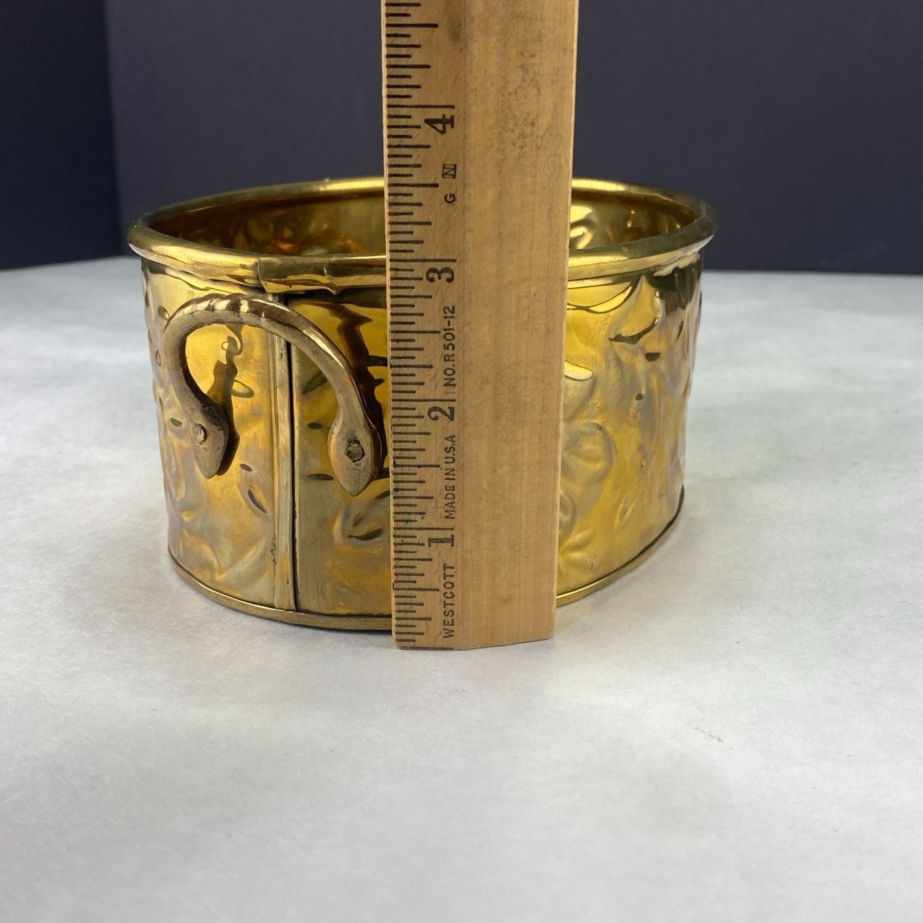 Vintage Hosley Solid Brass Handled Embossed Oval Planter