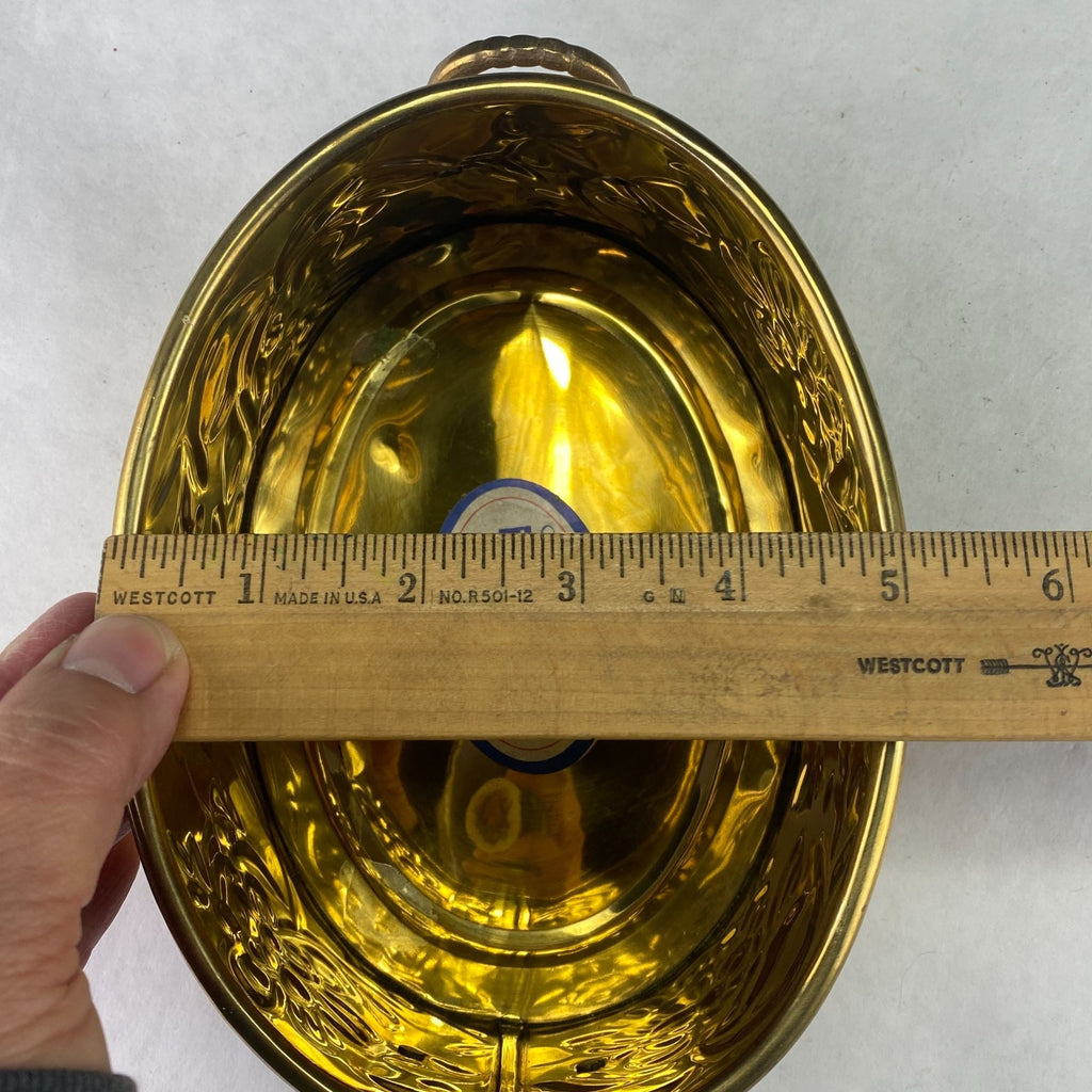 Vintage Hosley Solid Brass Handled Embossed Oval Planter