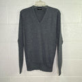 Vintage Royal Knight V Neck Men M Long Sleeve Pullover Sweater Gray