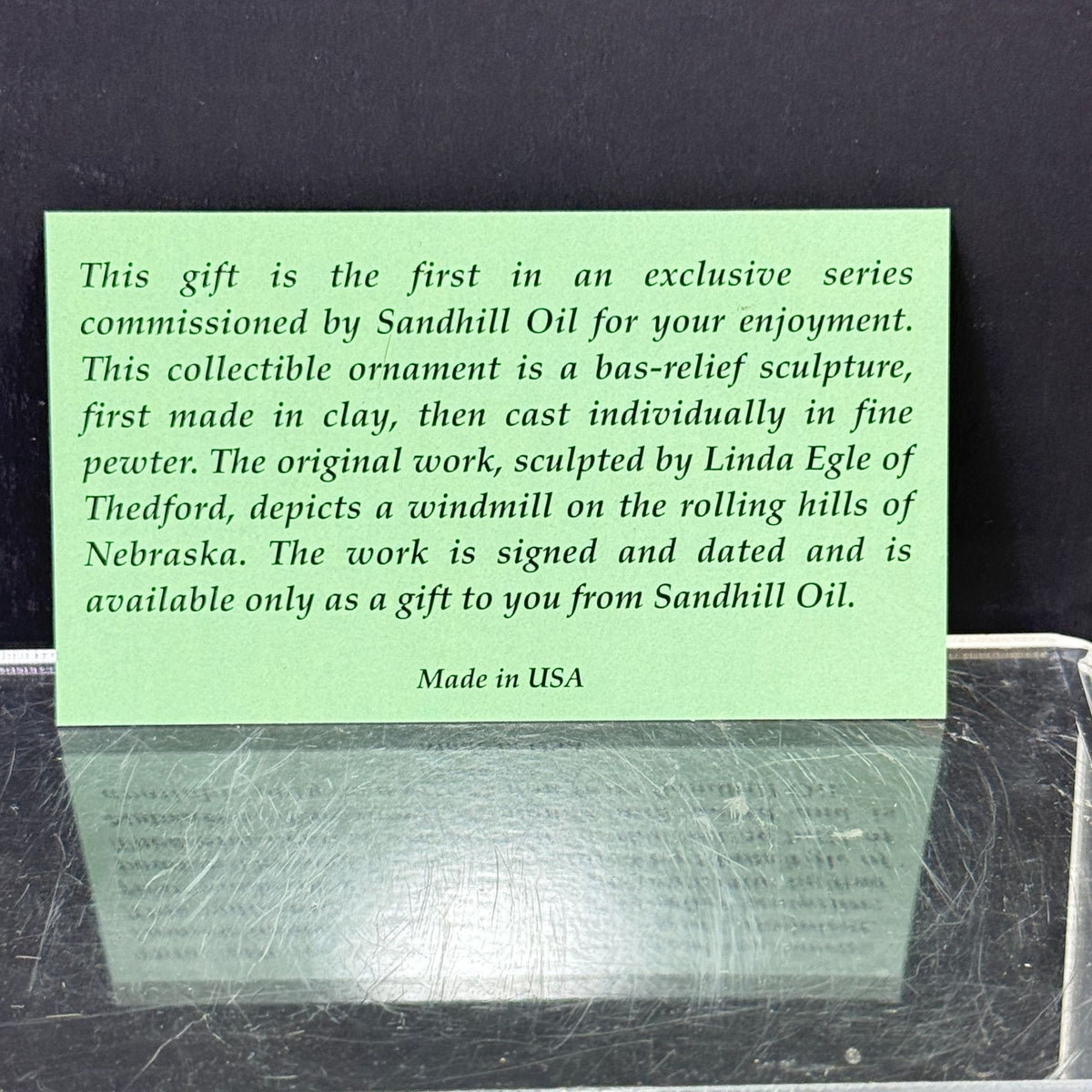 Sandhill Oil Nebraska Advertising 2015 Windmill Pewter Ornament Linda Egle