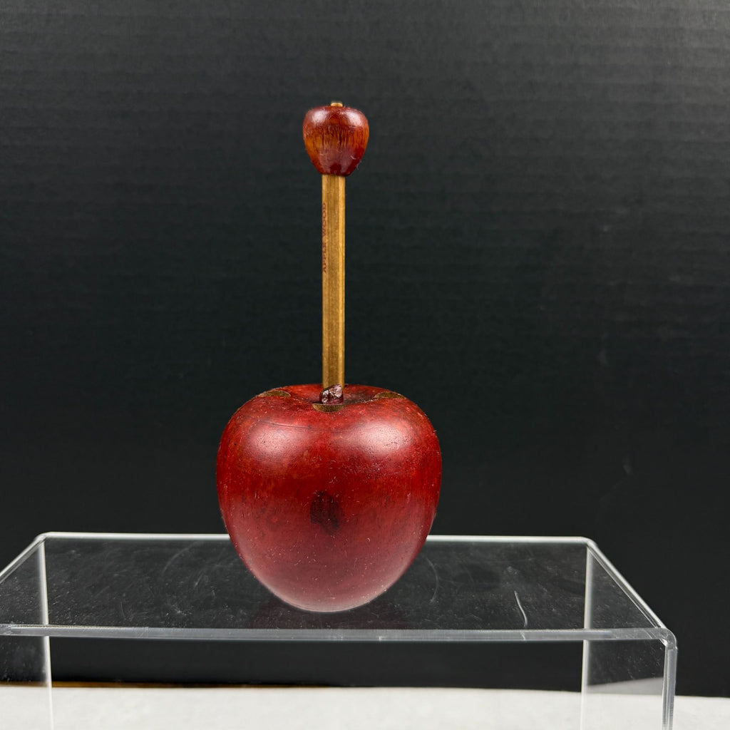 Vintage Wood Apple Pencil Holder With Matching Apple Wood Pencil