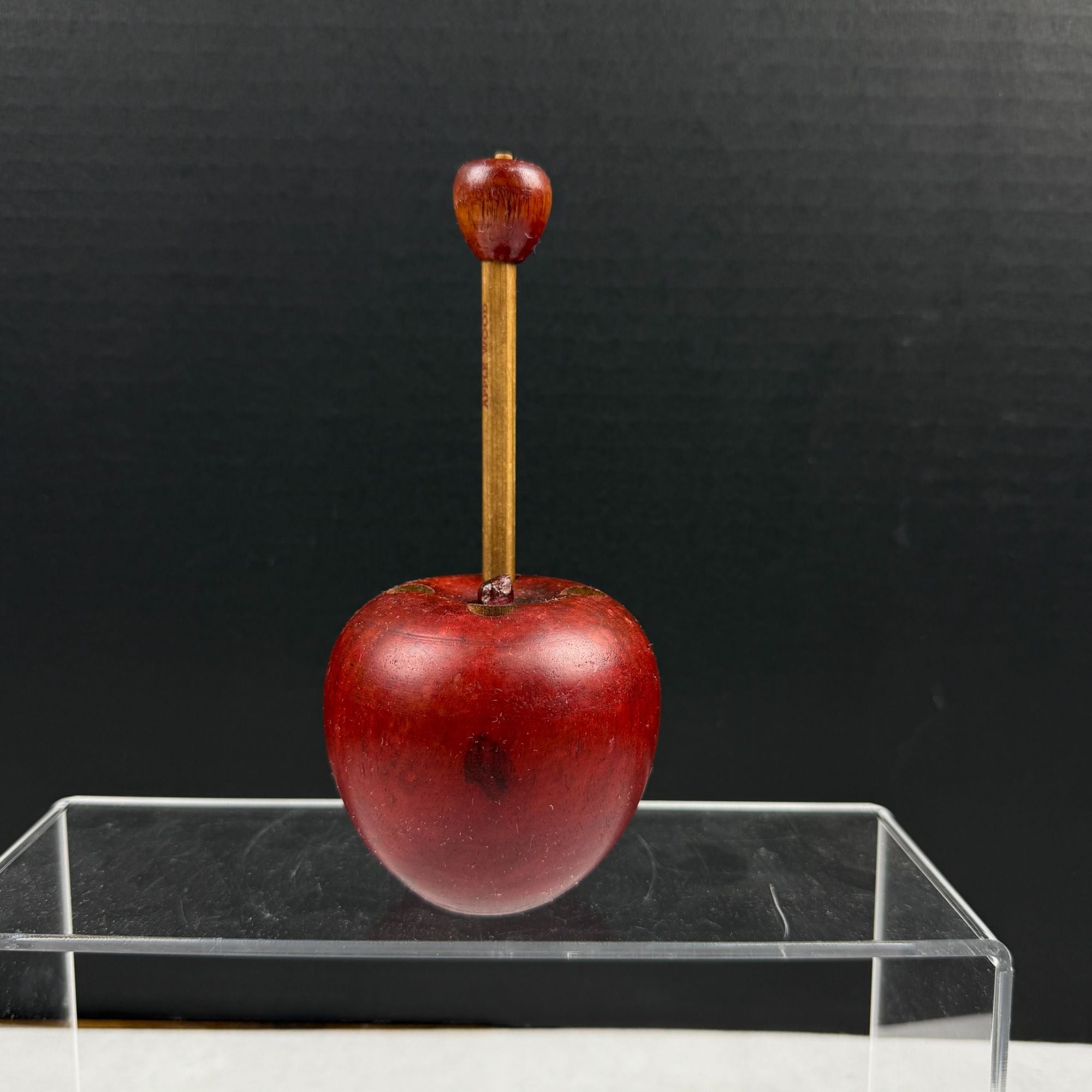 Vintage Wood Apple Pencil Holder With Matching Apple Wood Pencil