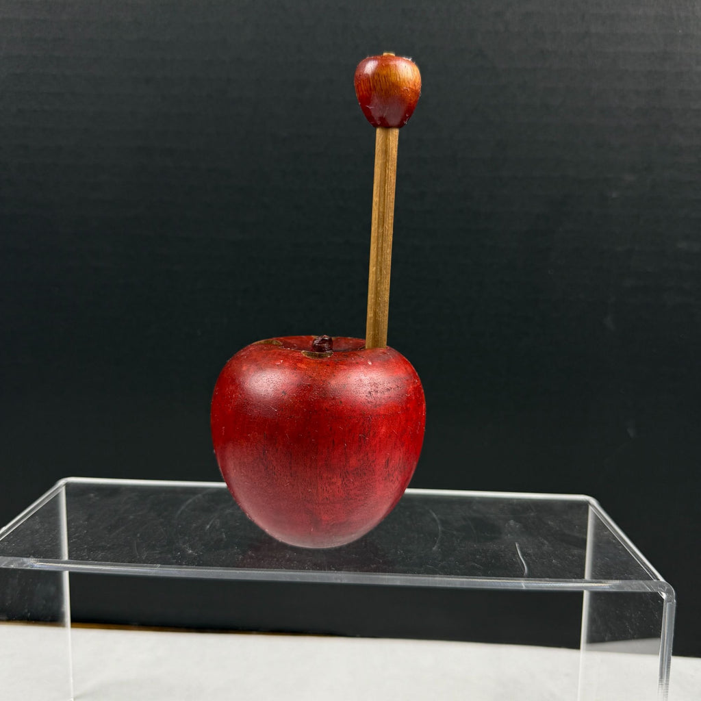 Vintage Wood Apple Pencil Holder With Matching Apple Wood Pencil