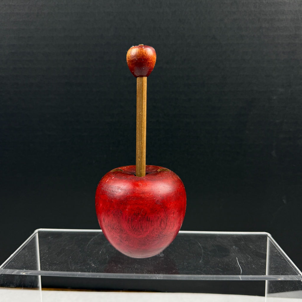 Vintage Wood Apple Pencil Holder With Matching Apple Wood Pencil