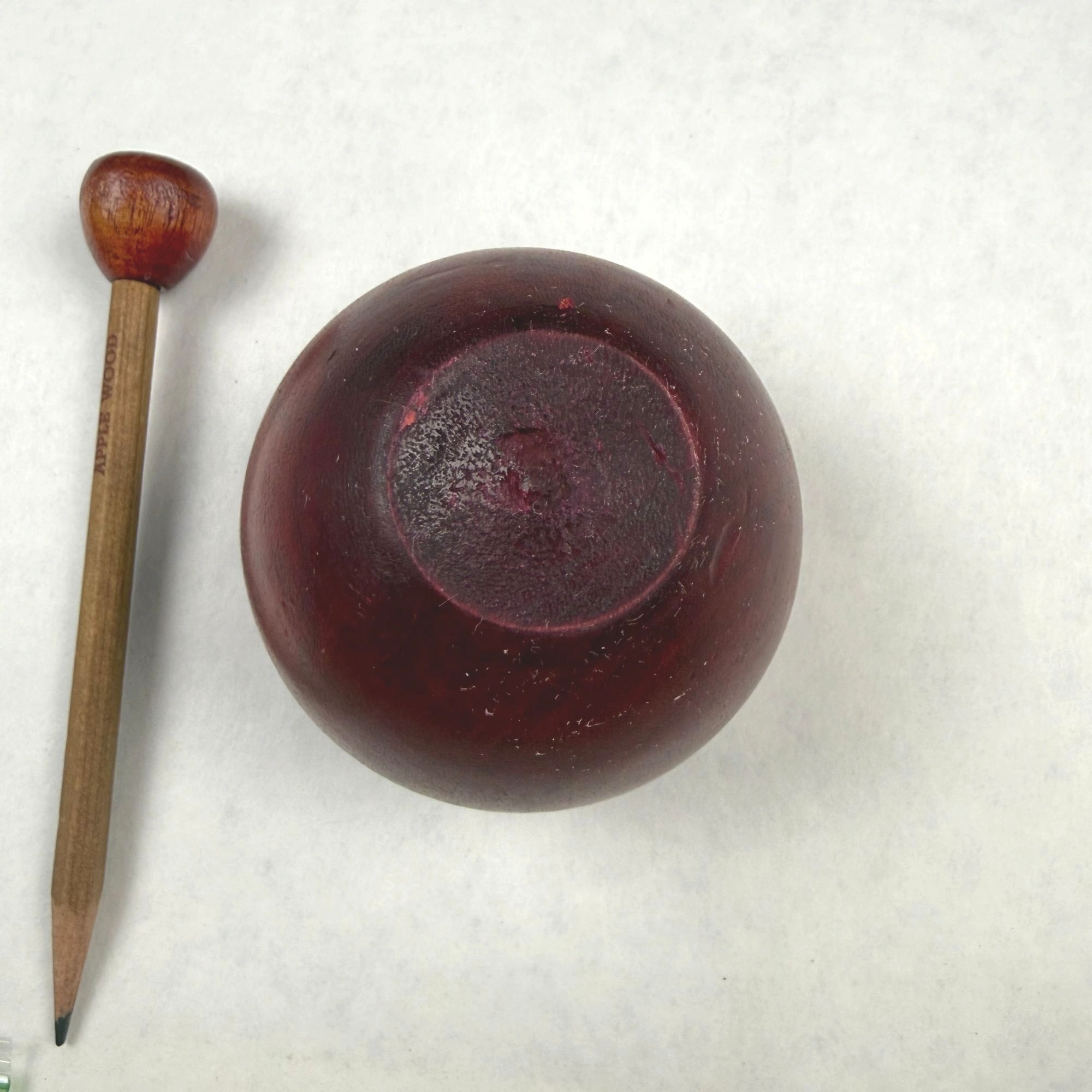 Vintage Wood Apple Pencil Holder With Matching Apple Wood Pencil
