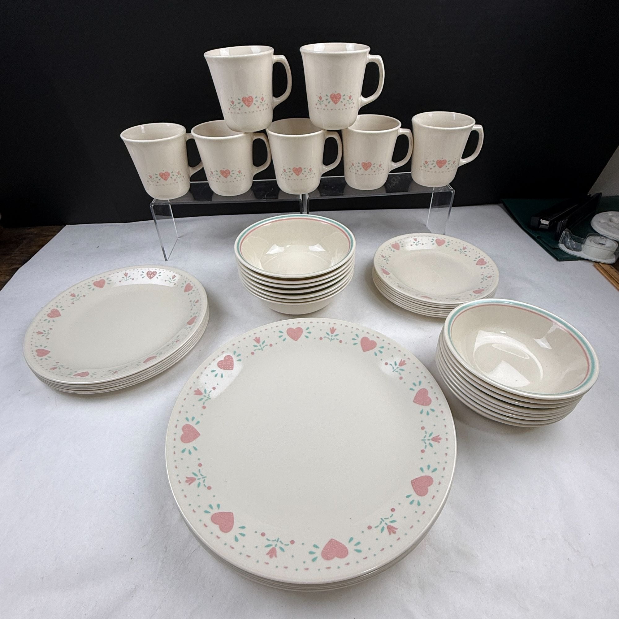 Vintage Corelle Forever Yours Dishes for 6 Plus Extras
