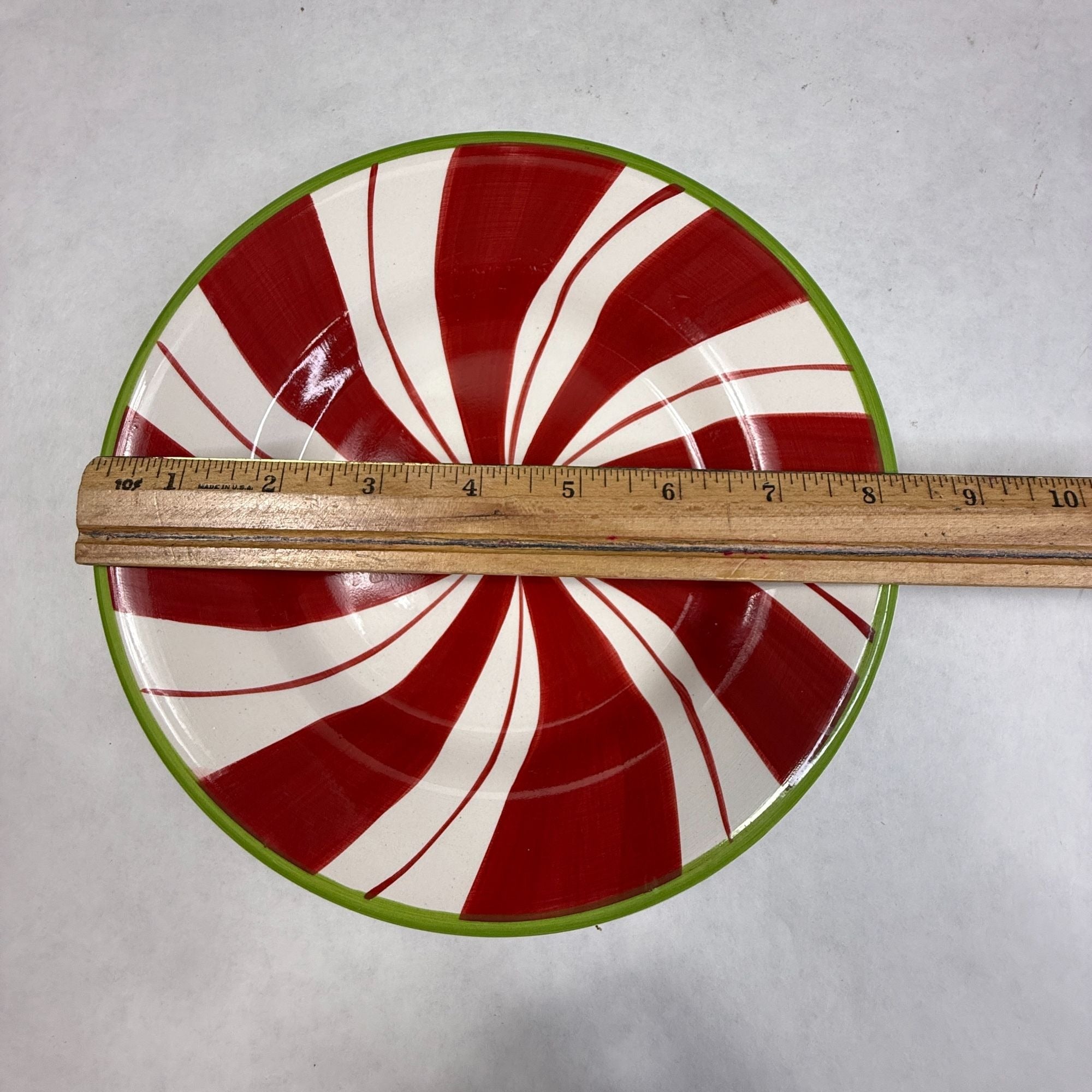 North Pole Trading Co Holiday Peppermint Christmas Dessert Salad Plate