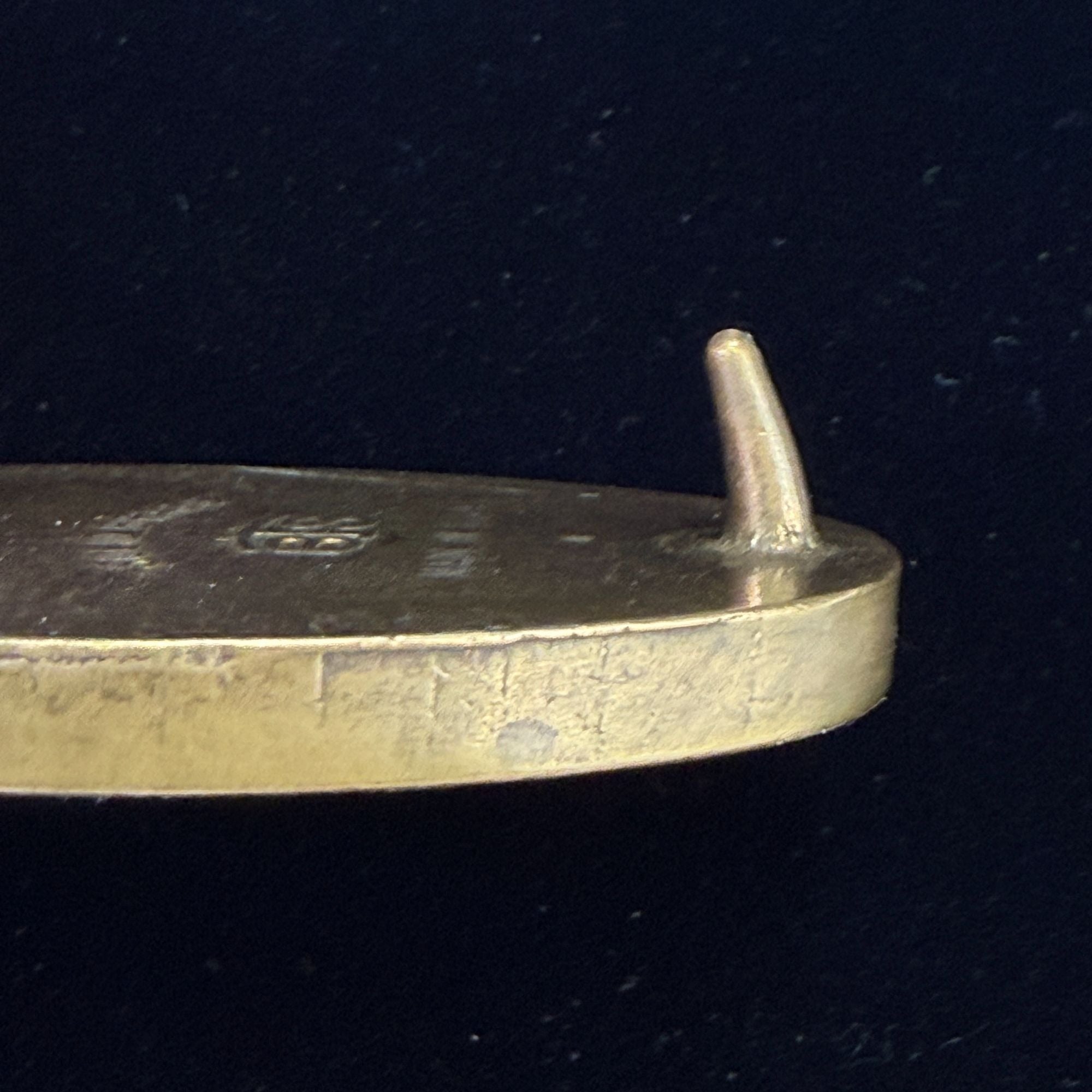 Vintage BTS Solid Brass & Leather Belt Buckle Oval Design Made In USA