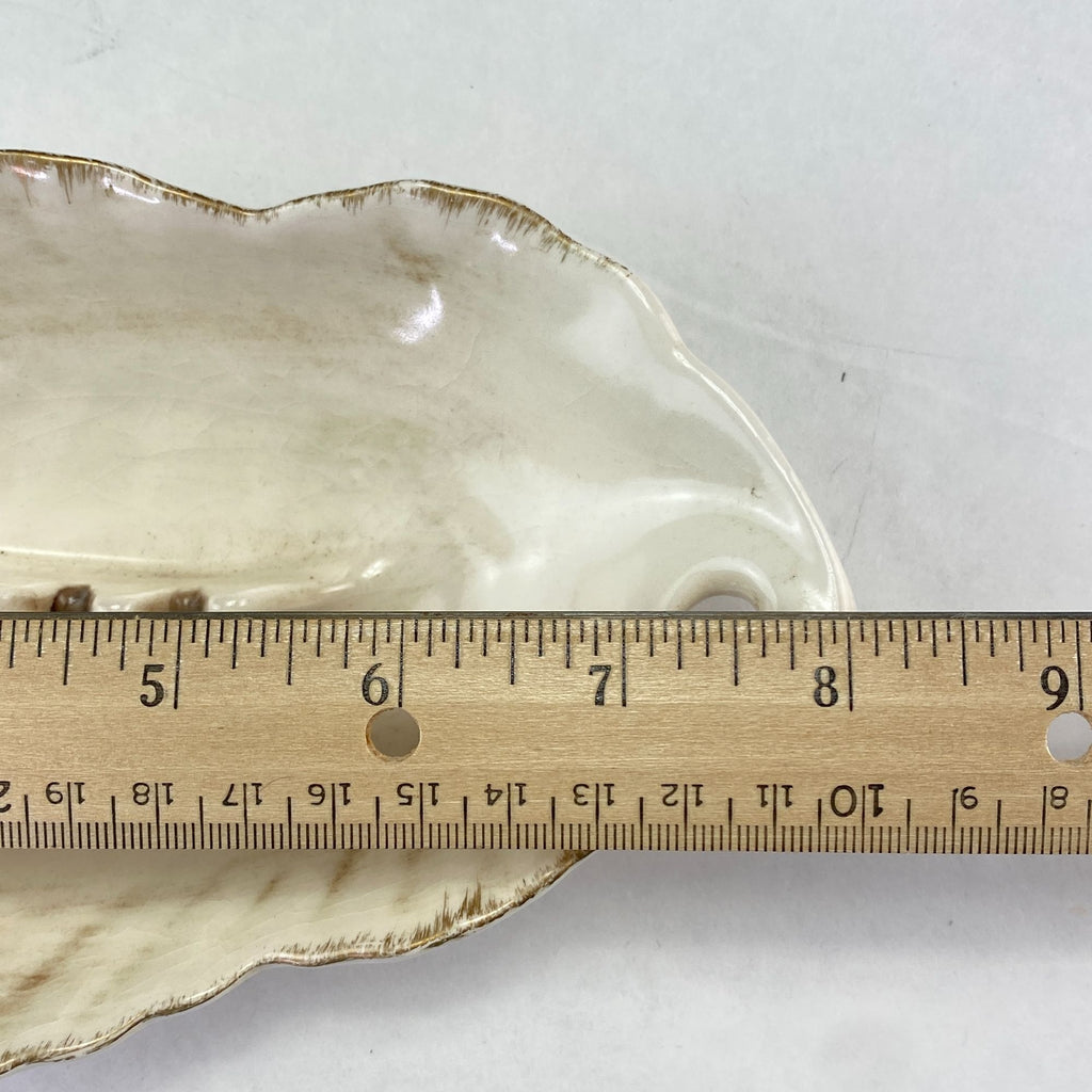 Vintage Mid Century California Pottery Leaf Shape Ashtray White