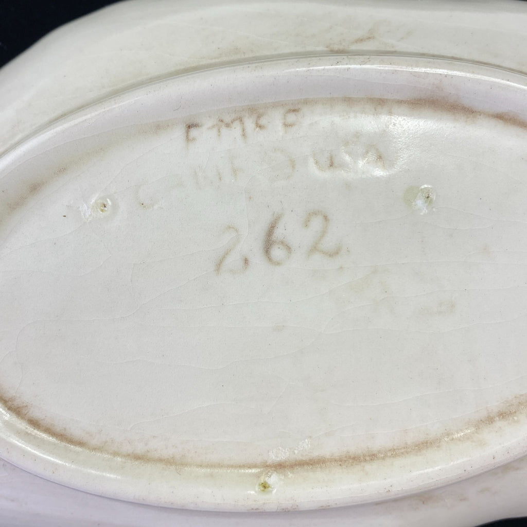 Vintage Mid Century California Pottery Leaf Shape Ashtray White