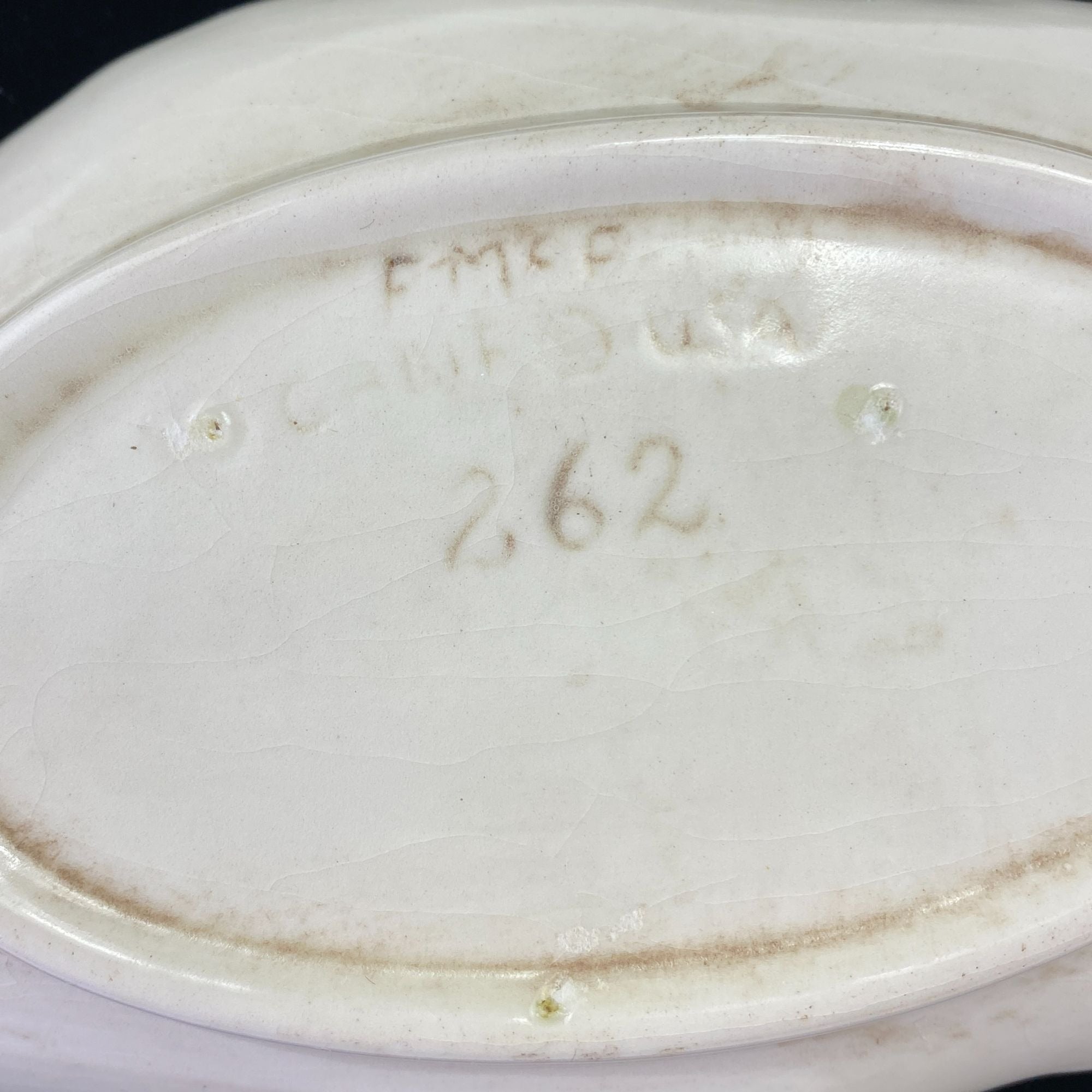 Vintage Mid Century California Pottery Leaf Shape Ashtray White