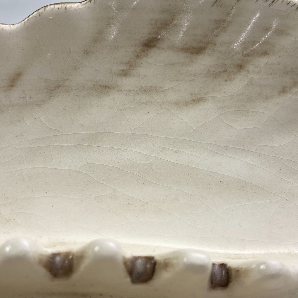 Vintage Mid Century California Pottery Leaf Shape Ashtray White