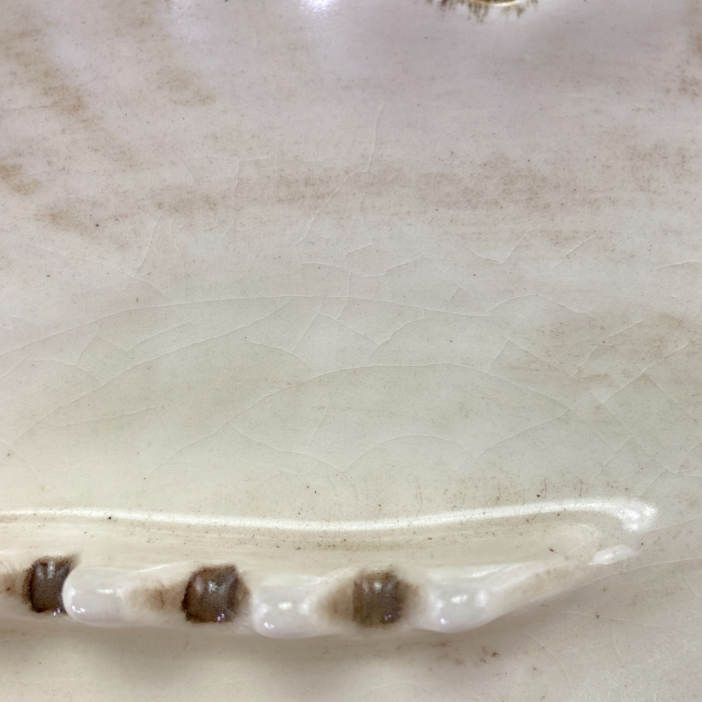 Vintage Mid Century California Pottery Leaf Shape Ashtray White