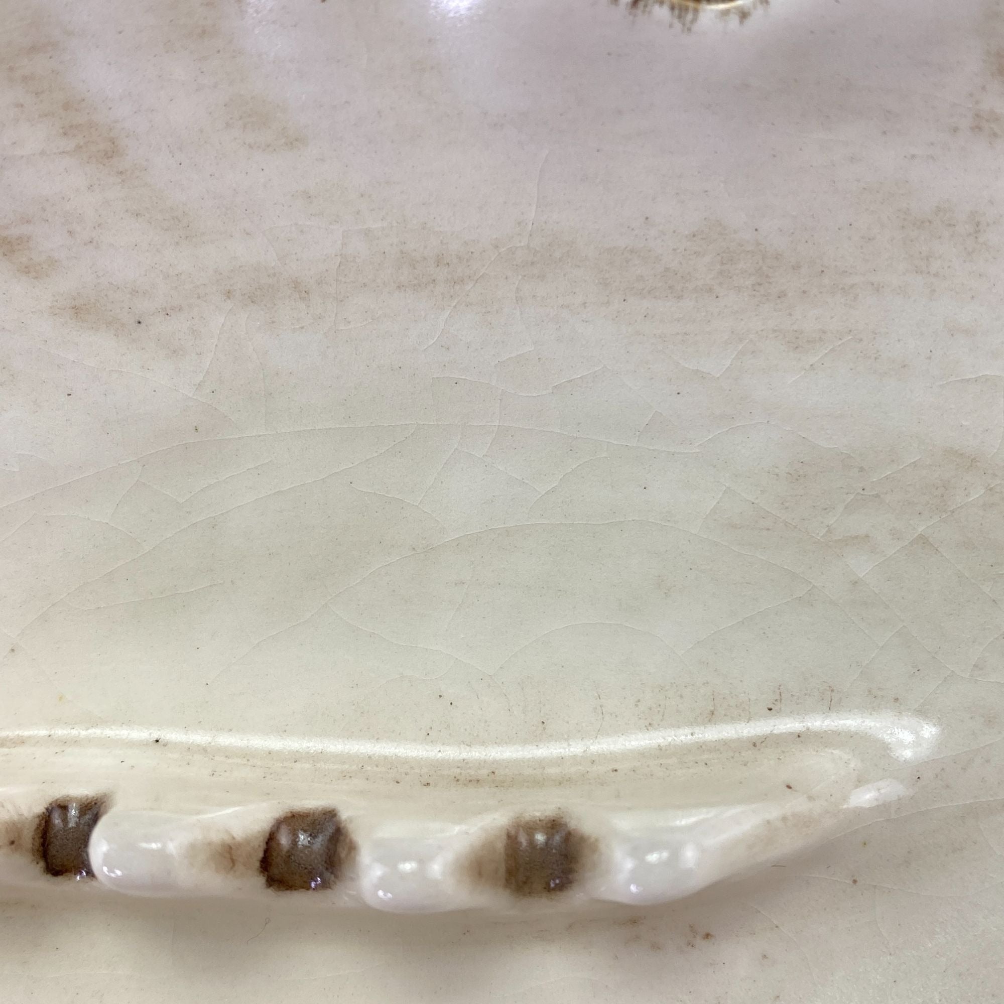 Vintage Mid Century California Pottery Leaf Shape Ashtray White